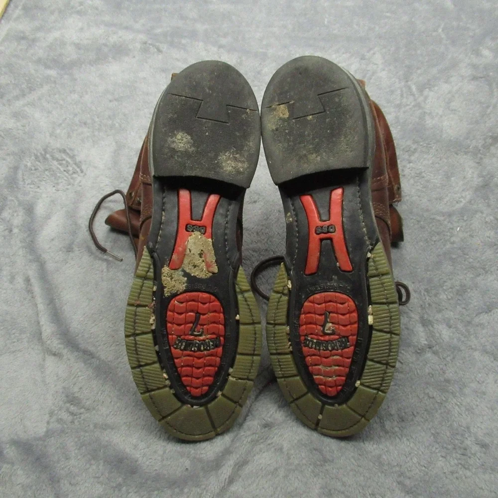 Double H Boots Mens 8.5D Brown Leather Work Kiltie Safety Steel Toe RARE VTG